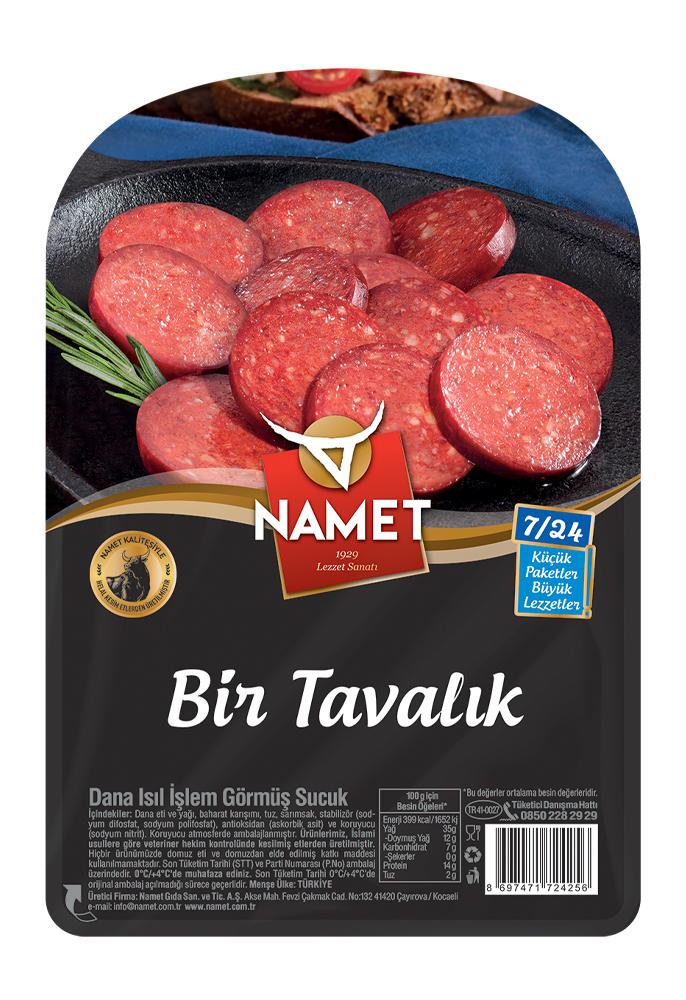 7/24 Bir Tavalık Dilimli Dana Isıl İşlem Görmüş Sucuk