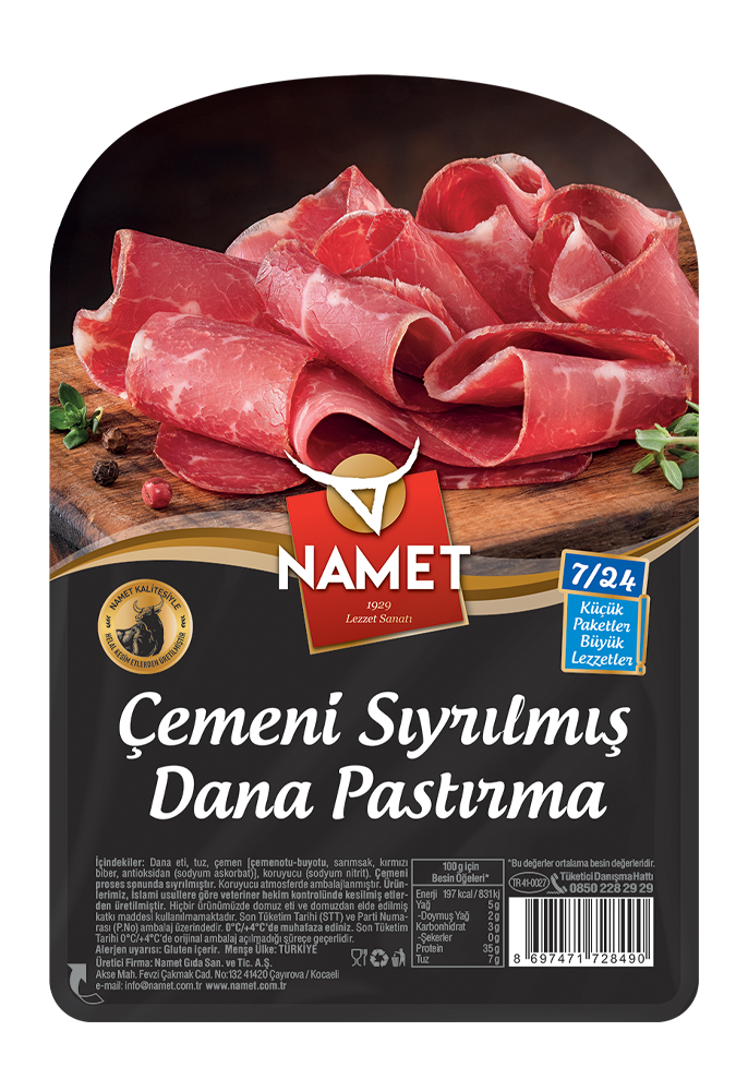 7/24 Çemeni Sıyrılmış Dana Pastırma