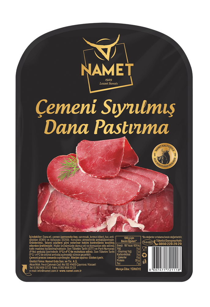Çemeni Sıyrılmış Dana Pastırma