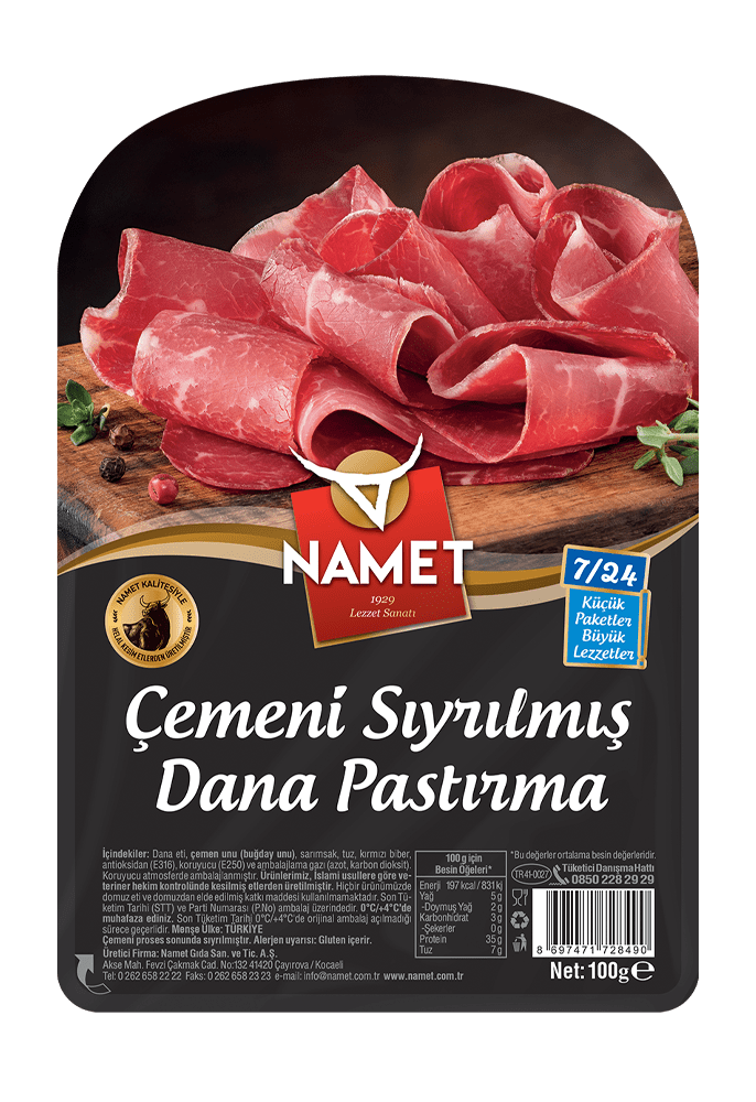 Namet 7/24 Çemeni Sıyrılmış Dana Pastırma
