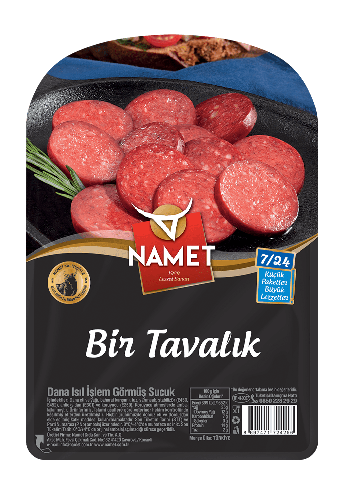 7/24 Bir Tavalık Dilimli Dana Isıl İşlem Görmüş Sucuk