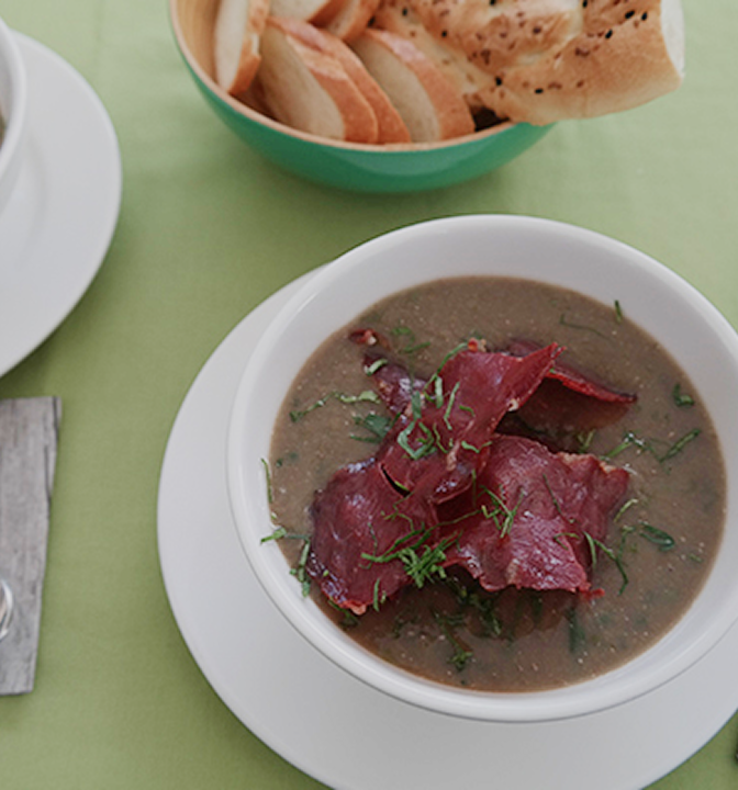 Pastırmalı Yeşil Mercimek Çorbası